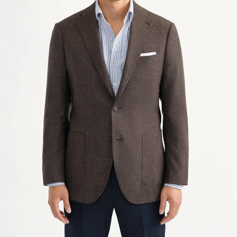 Proper Cloth Mens 2025 Bedford Jacket Marlane Wool Brown Hopsack 46 Tall Blazer
